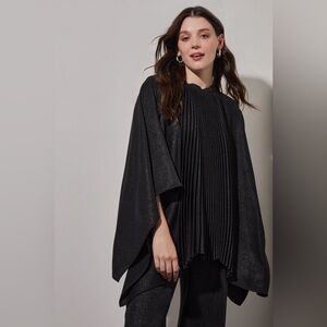 Ming Wang Pleated Poncho Shimmer Woven